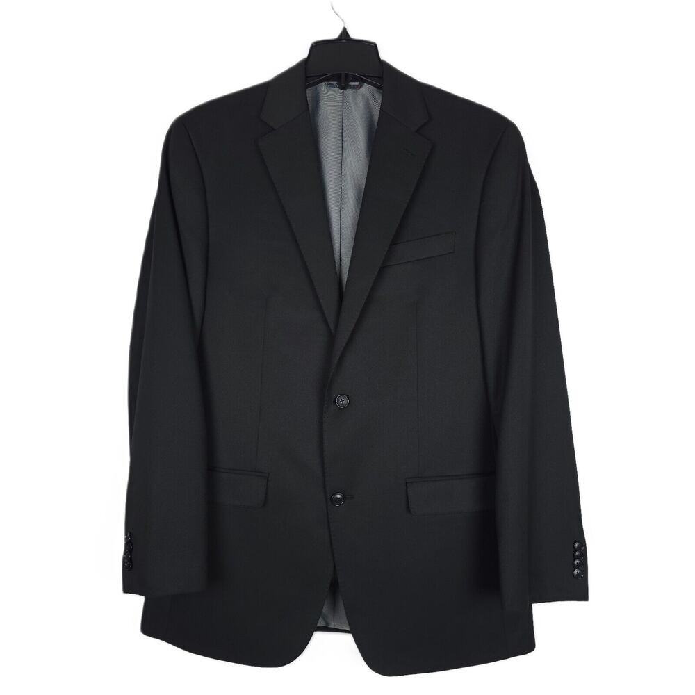 Sean John Mens Classic Fit Suit Jacket Blazer 40L Black Solid Twill NWOT